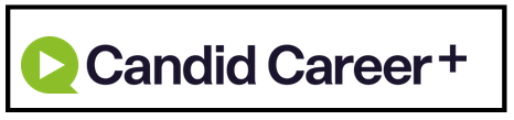 Image of an embossed graphic of a blue circle with a green triangle in the center. The word candid in blue and career dot com in green right next to it.