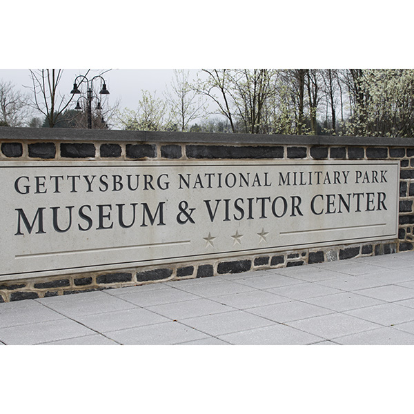 Gettysburg National Military Park Museum and Visitor Center welcome sign