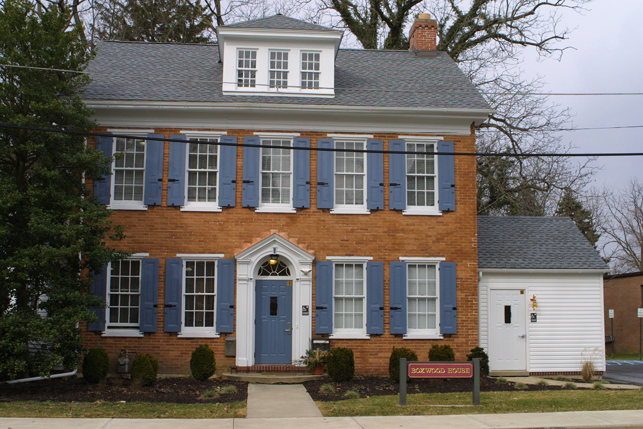 Street view of the front of Boxwood house