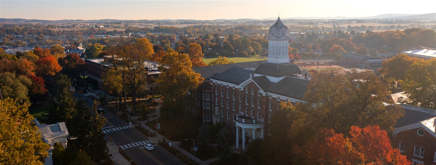 Drone shot of the Old Main Clocktower