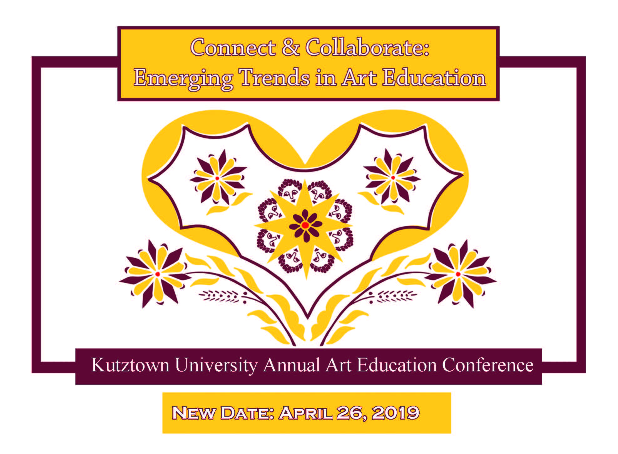 2018-19 annual Art Education Conference Postcard/ "Connect & collaborate: emerging trends in art education."