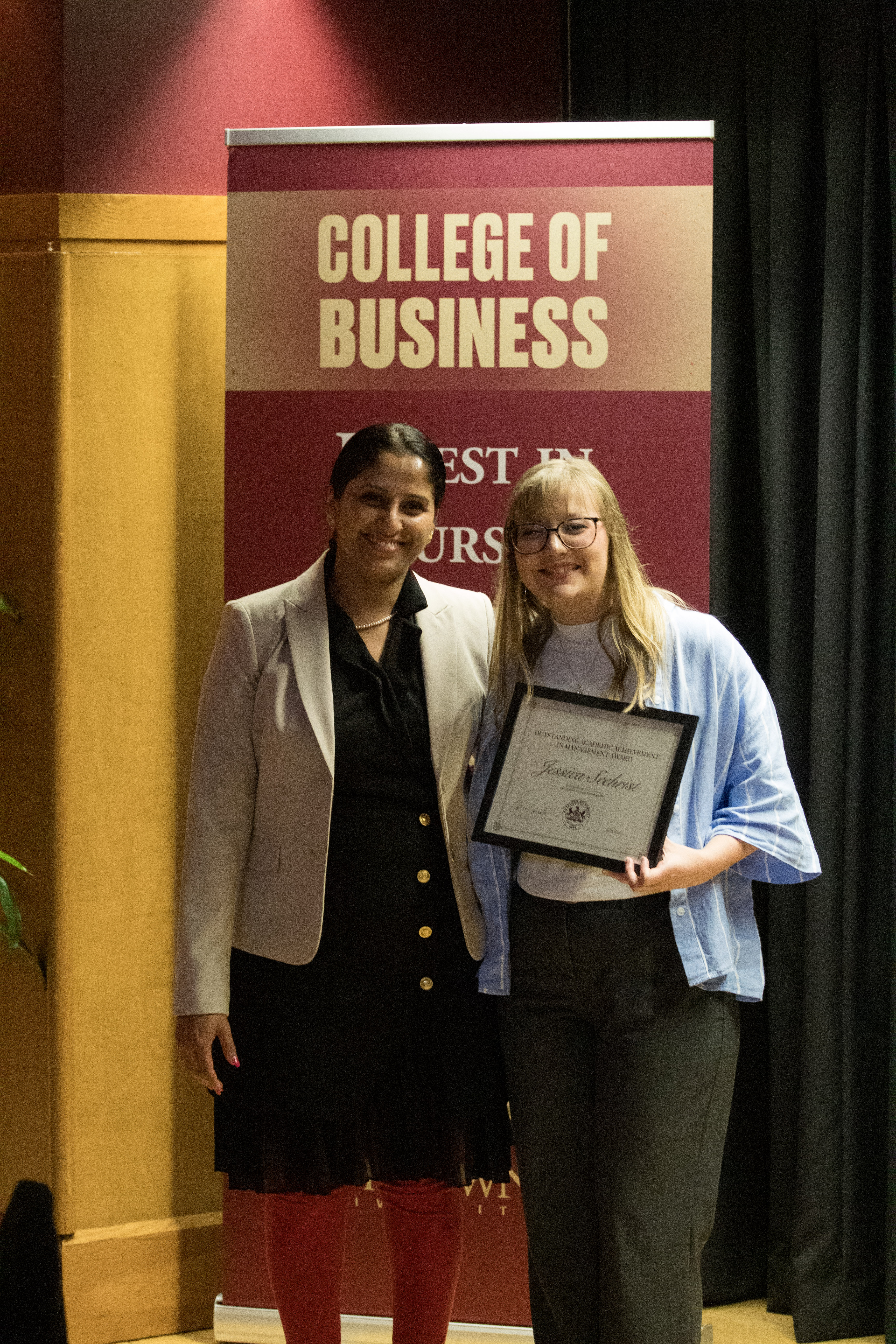 Jessica Sechrist with award