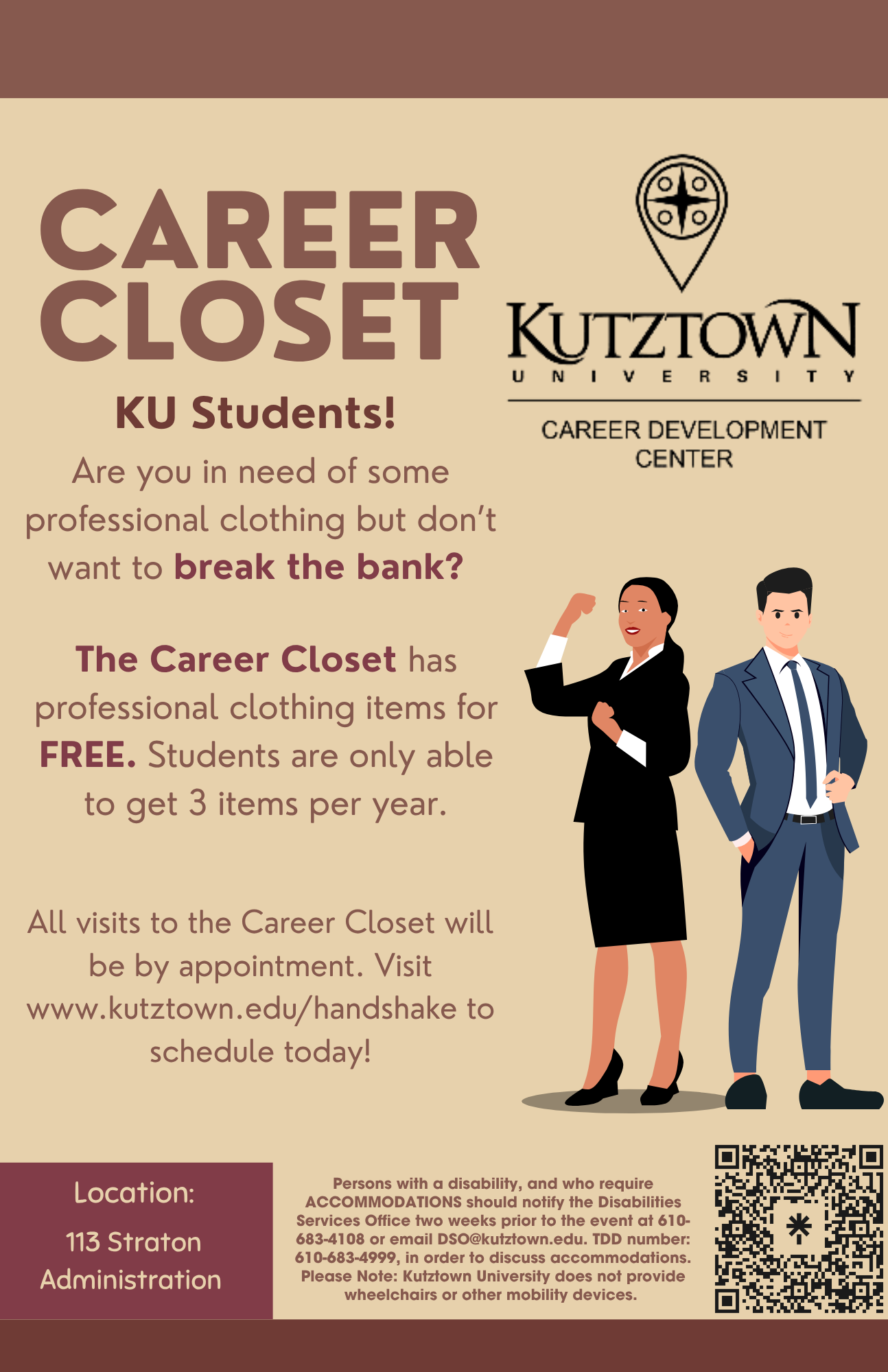 Career Closet appointments are made through Handshake