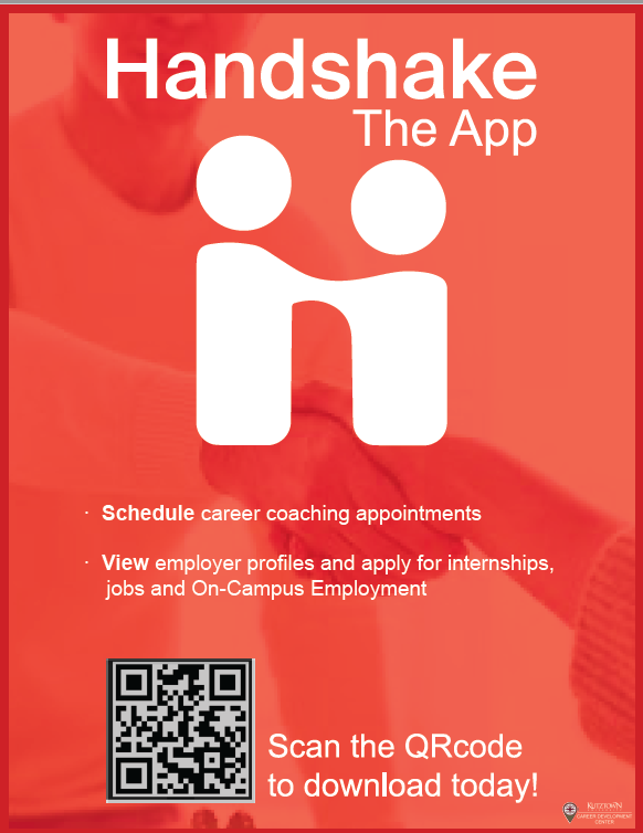 poster for handshake app with a QR code that can be scanned to download the app