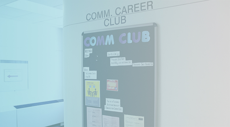 Communication career club announcement board in the hallway