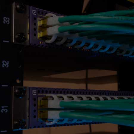 network cables plugged into a stack