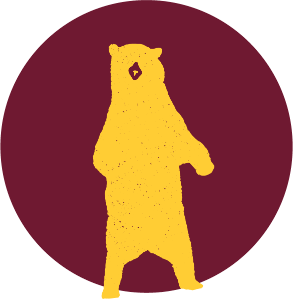 placeholder for headshot of a yellow bear inside a maroon circle