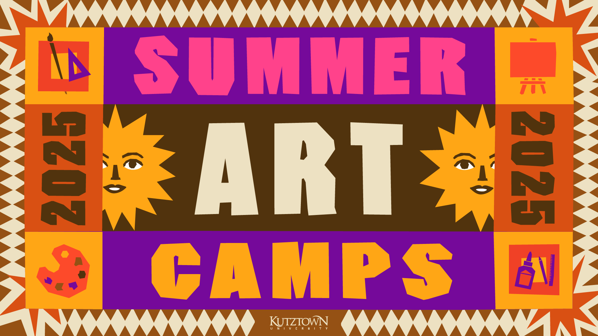 Colorful web banner with the text: Summer Art Camps 2025