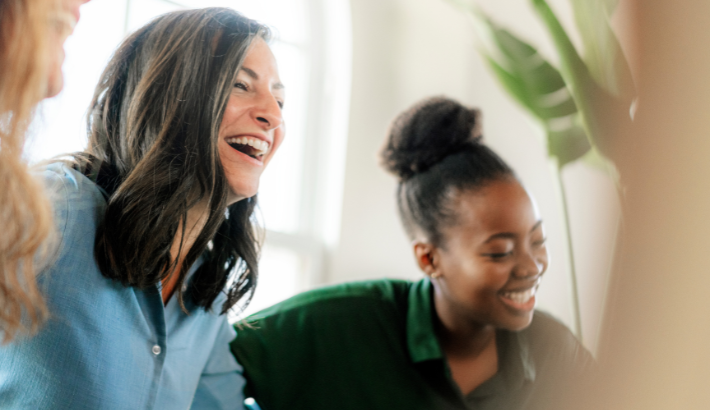 Women in group smiling