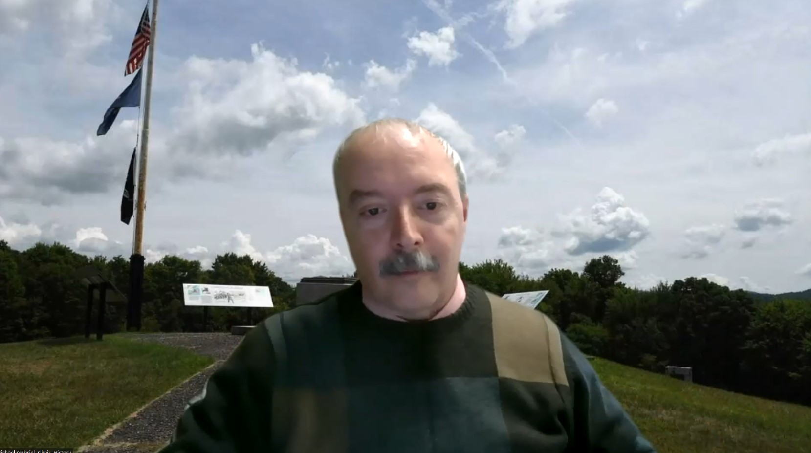 Dr. Gabriel in front of Bennington Battlefield