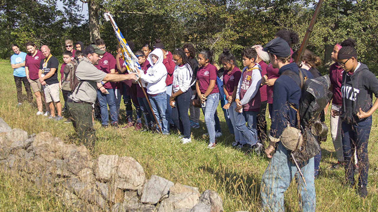 Ranger John Hoptak leads a walk at Gettysburg National Battlefield