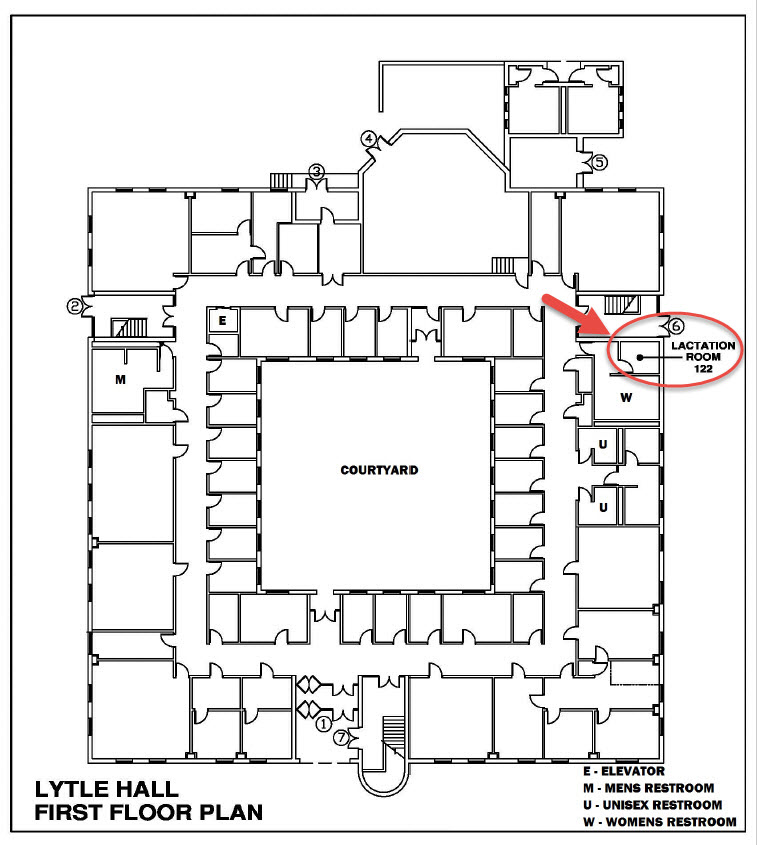 Ltyle Hall Site Map to Lactation Room