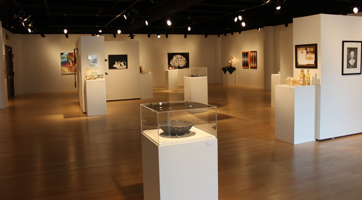 overview of Miller gallery group image of multiple works in the Senior Exhibition