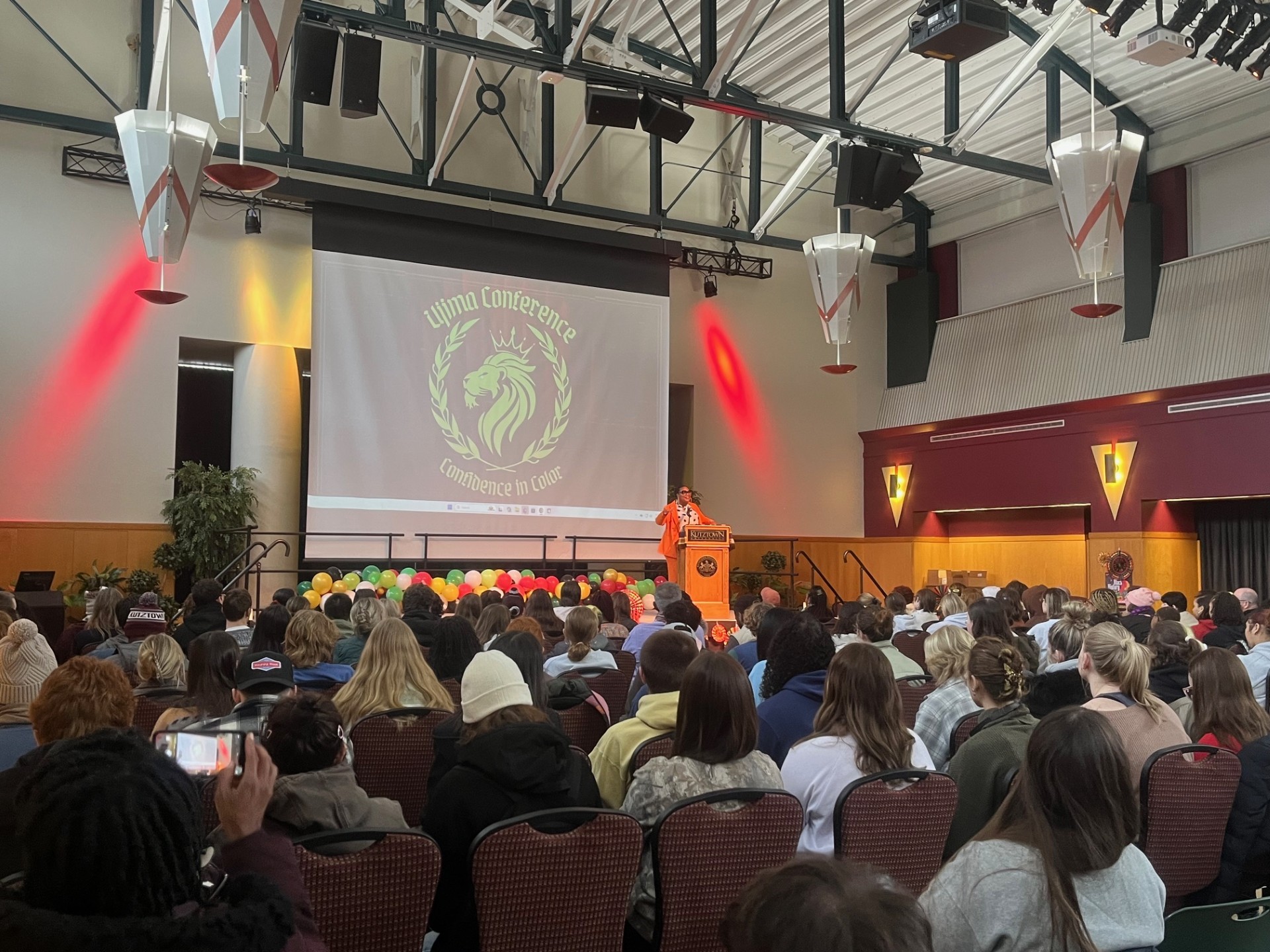 Large crowd listens to Ujima Conference Keynote Speaker in spring 2025.