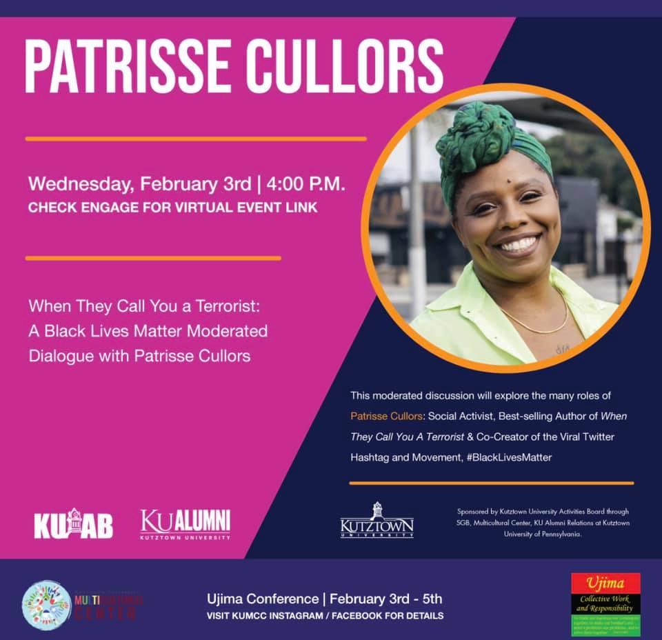 flyer advertising Patrisse Cullors keynote event