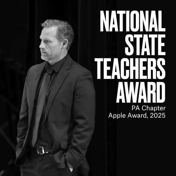 Band director image with text about national state teachers award 2025