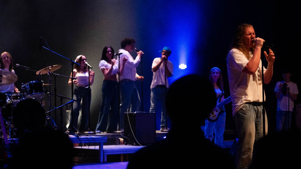 Rock Ensemble I on stage in concert