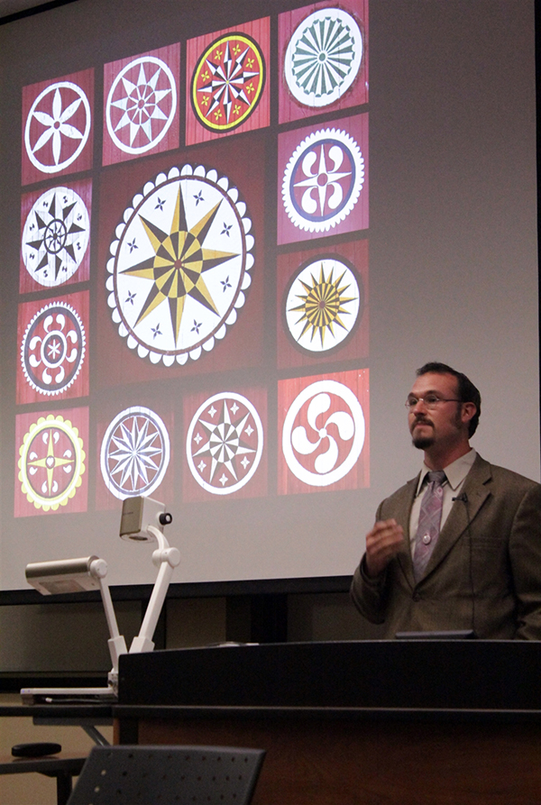 Patrick Donmoyer, presentation about hex signs/ barn stars