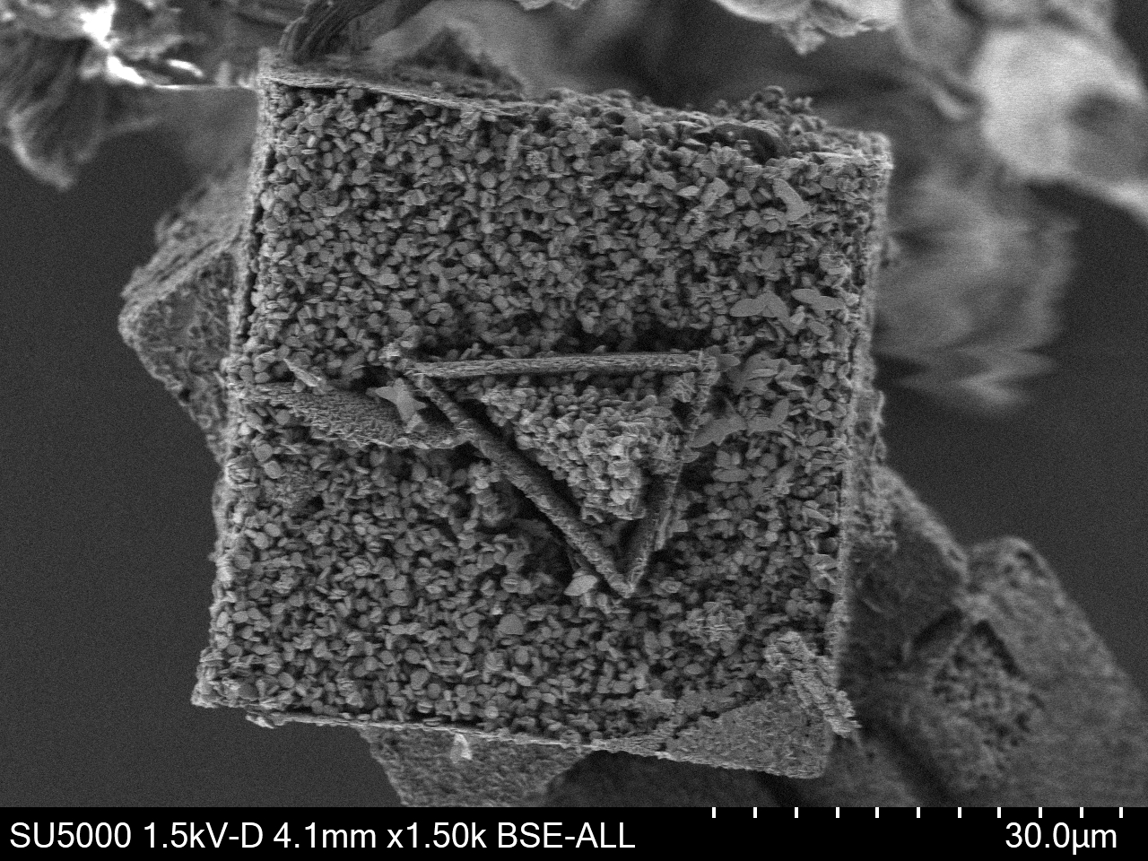 electron microscope image of nanometer size cube