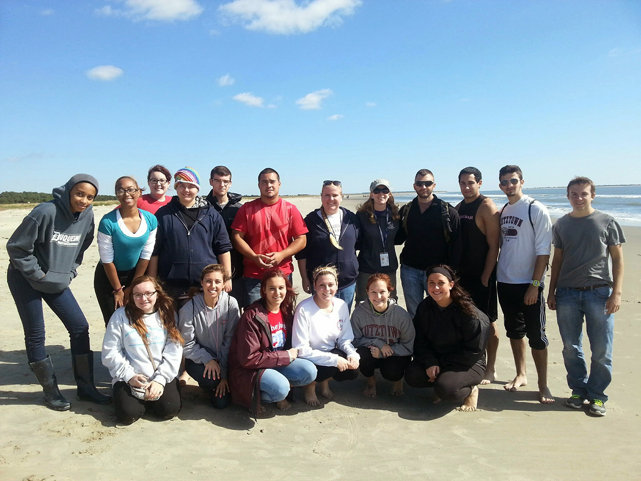 Oceanography class on the Wallops Island beach