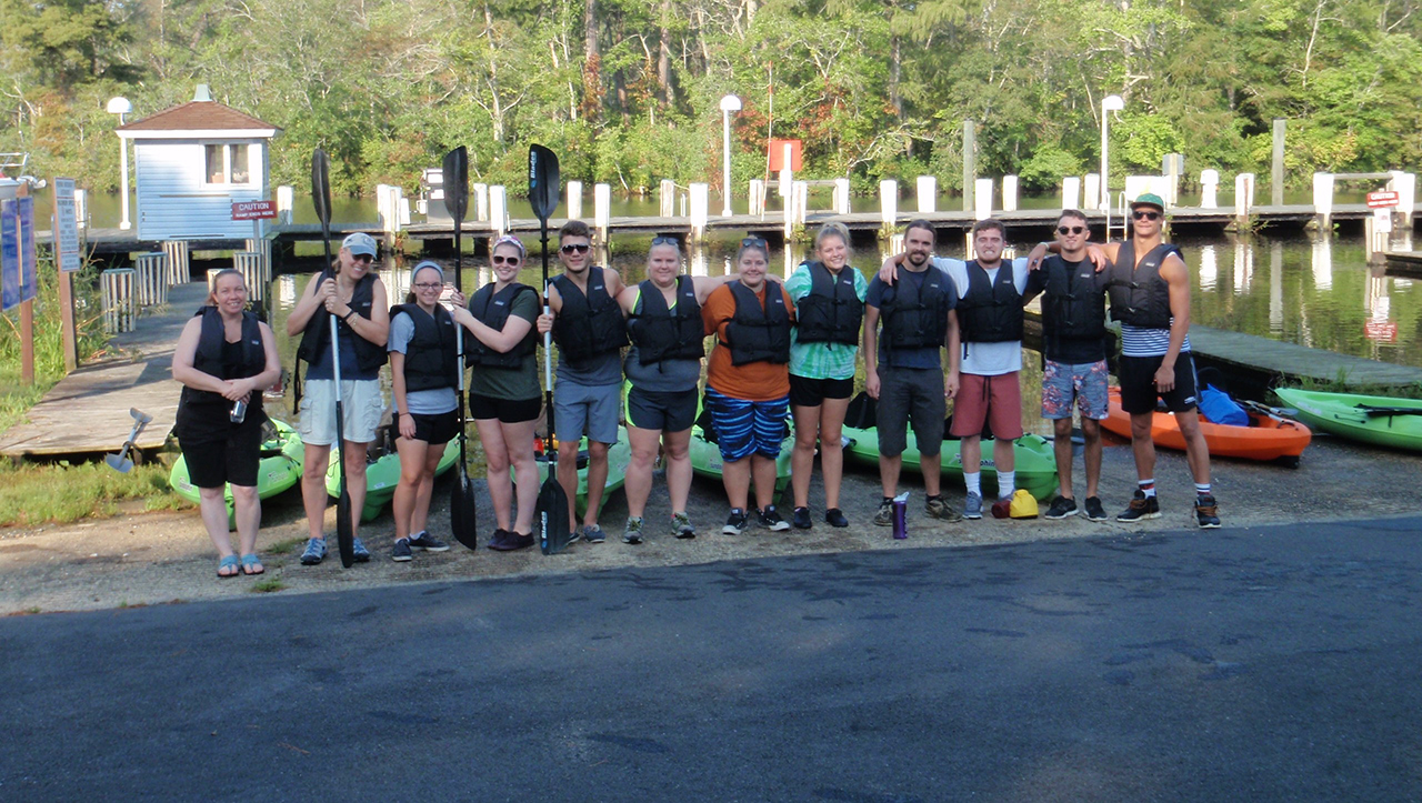 Dr. Wendy Ryan and students after a kayak trip