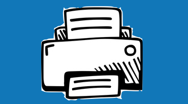 clipart cartoon image of a printer with paper being fed into the scanner at the top and a copy coming out of the bottom tray