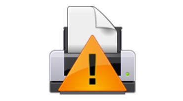 incompatible device icon; a wireless printer with an exclamation point over it 