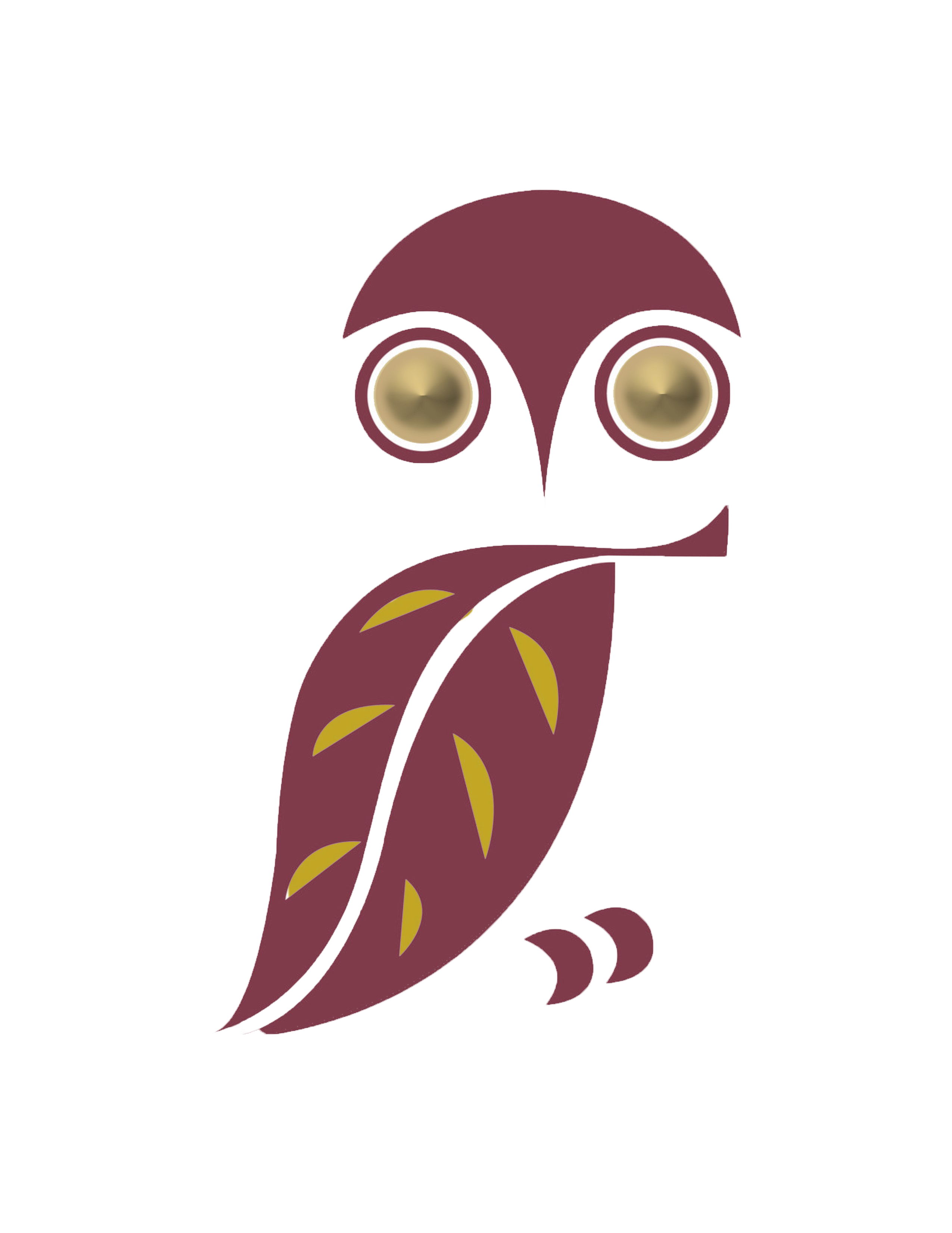 Maroon owl with gold accents 