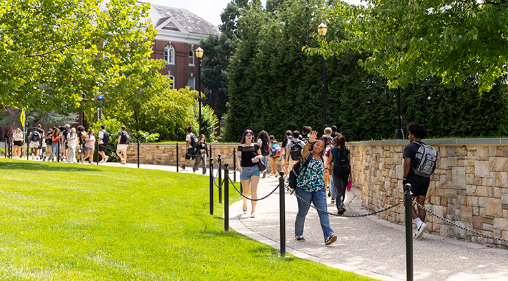 Students walking on campus