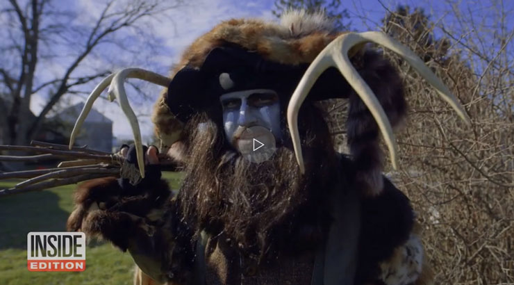 Image of KU's Belsnickel, portrayed by Patrick Donmoyer, is linked to Inside Edition's feature of KU's Pennsylvania German Cultural Heritage Center. 