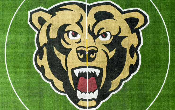 Photo of Keystone Field with Athletic Bear Head logo.