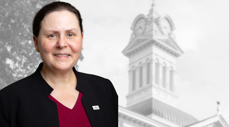 Graphic of Kidder with Old Main in background