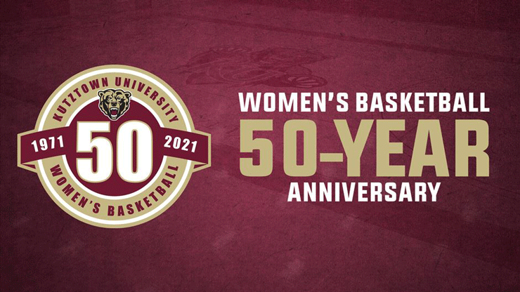 50-year anniversary of Kutztown University Women's Basketball logo. Women's basketball 50-year anniversary.