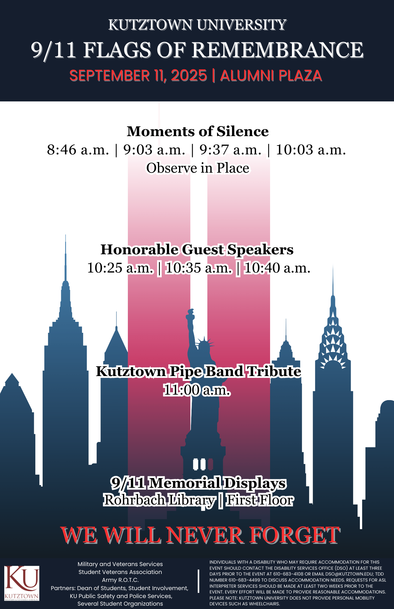 9/11 Event poster, 20th Anniversary, Kutztown University