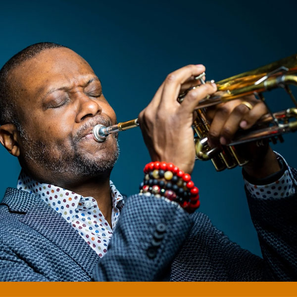 Sean Jones playing his trumpet