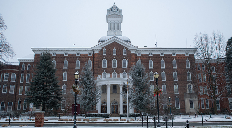 Old Main in snow