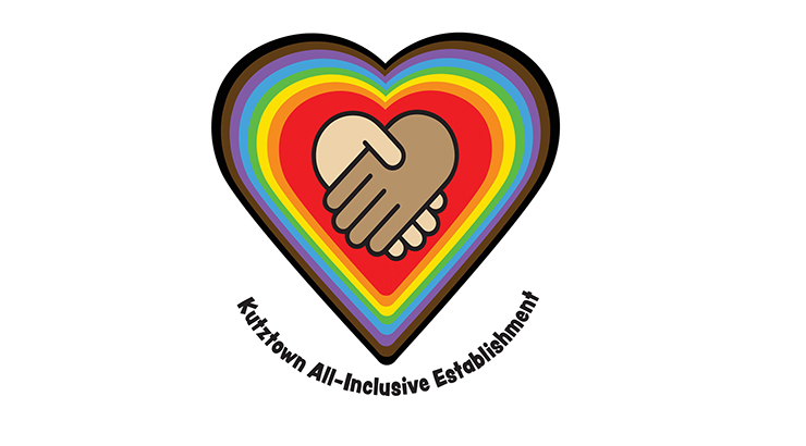 KU All-Inclusive Establishment logo, a rainbow heart with two shaking hands in the center 