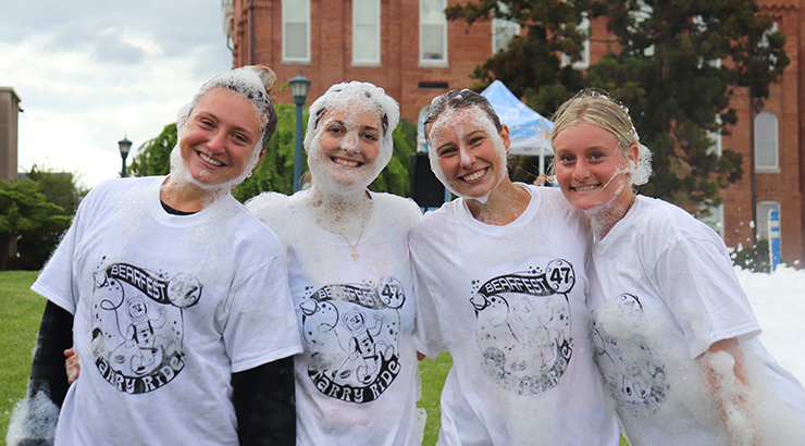 students with bubbles
