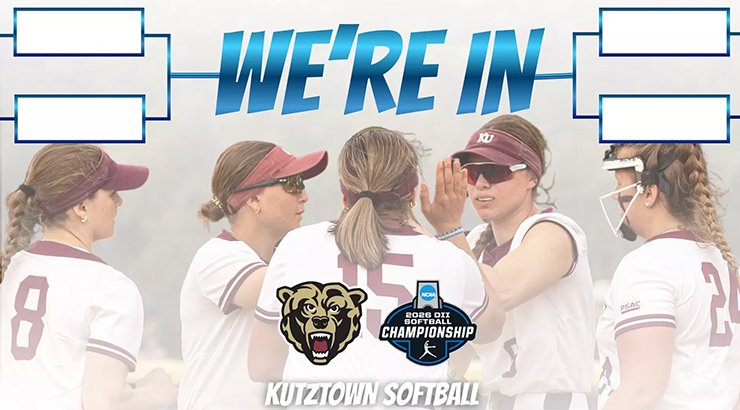 Graphic with action photo, bracket and "We're In" text
