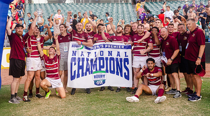 Kutztown University Men’s Rugby cheering as they celebrate their First National Championship