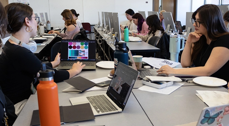 students at computers
