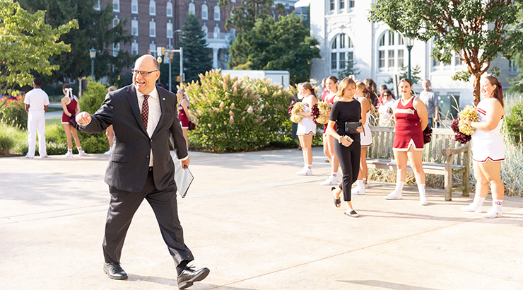 President Hawkins walking into 2022 Faculty and Staff Convocation