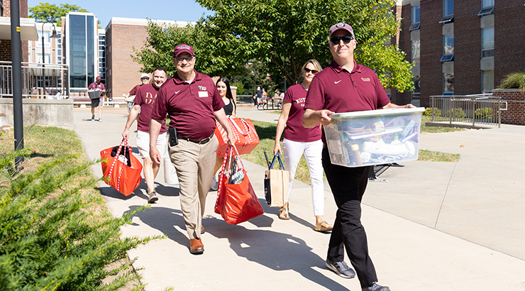 President Hawkinson and his cabinet on move-in day