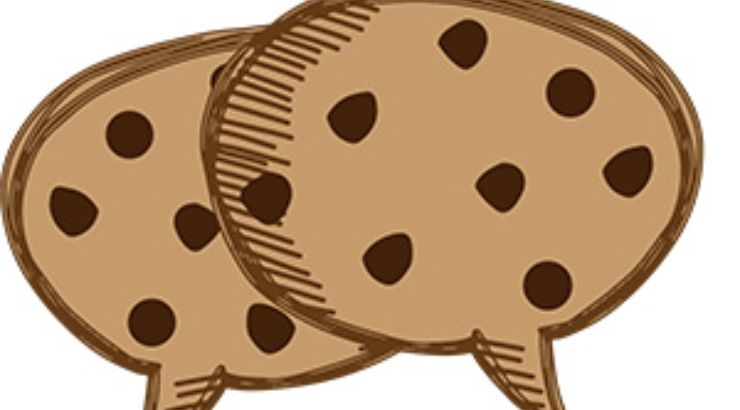 Chat bubble that looks like chocloate chip cookies.