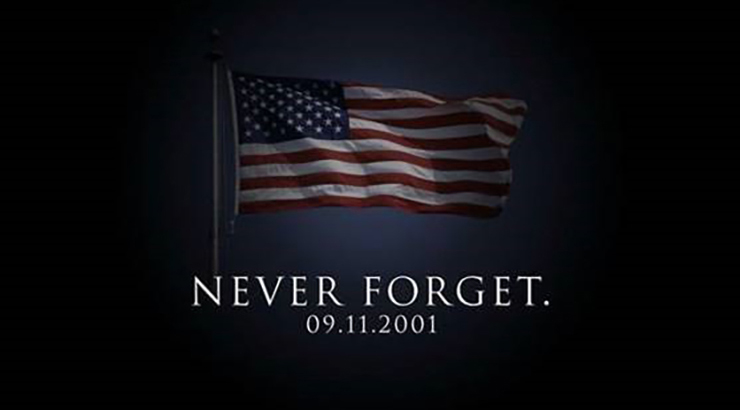 Flag Words NEVER FORGET 09.11.2001