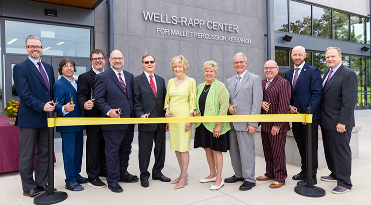 Kutztown University members and Foundation cutting the ribbon at ceremony for the Wells-Rapp Center 