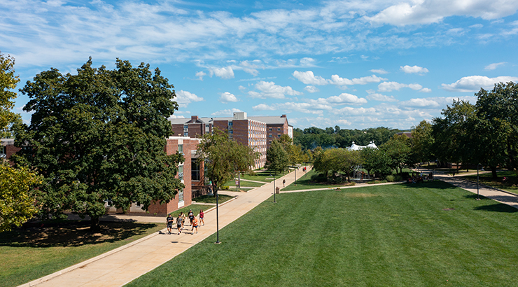Students walking on campus