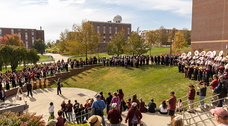 Band playing on campus