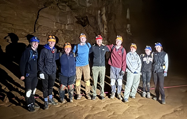 students in Butler Cave