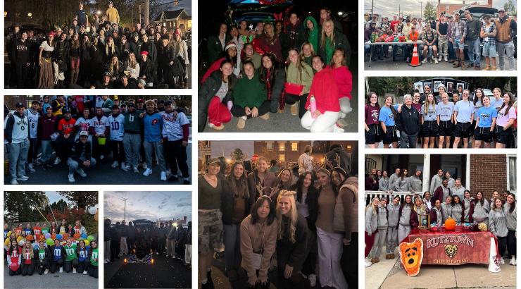 Student athletes at merchant trick or treat